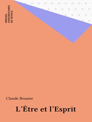 cover image of L'Être et l'Esprit
